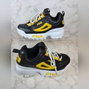 Fila Kids Black and Yellow Athletic Sneakers